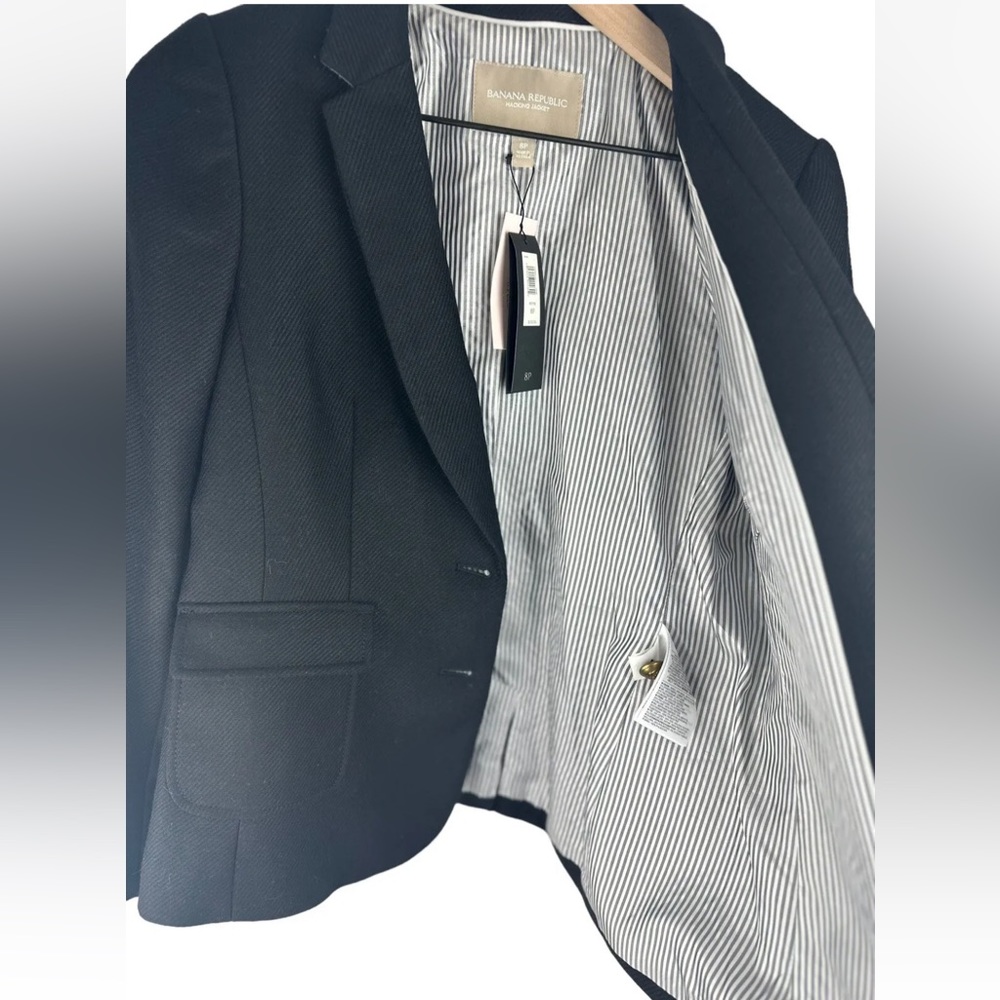 Banana Republic Equestrian Jacket Blazer Womens Sz 8 Petite NEW Black - Picture 3 of 12